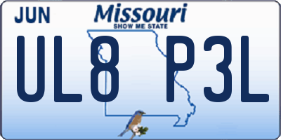 MO license plate UL8P3L