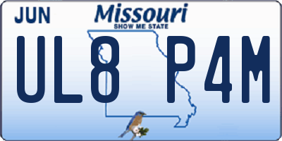 MO license plate UL8P4M