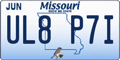 MO license plate UL8P7I