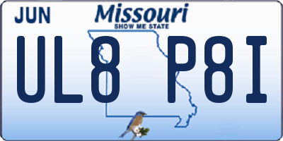 MO license plate UL8P8I