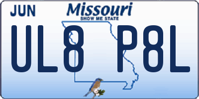 MO license plate UL8P8L