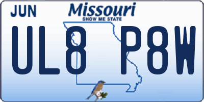 MO license plate UL8P8W