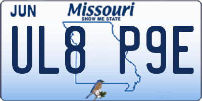 MO license plate UL8P9E