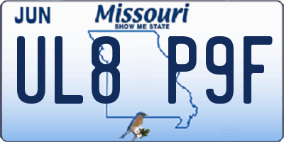 MO license plate UL8P9F