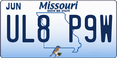 MO license plate UL8P9W