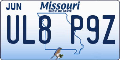 MO license plate UL8P9Z