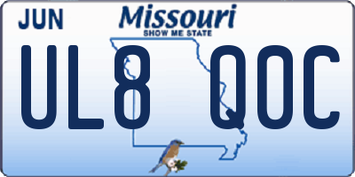 MO license plate UL8Q0C