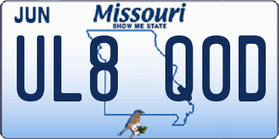 MO license plate UL8Q0D