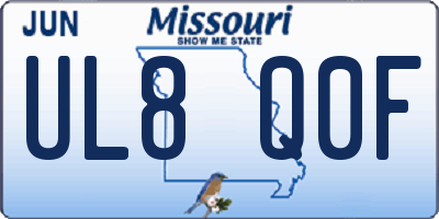 MO license plate UL8Q0F