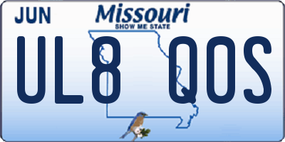 MO license plate UL8Q0S