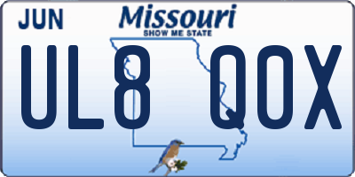 MO license plate UL8Q0X