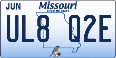 MO license plate UL8Q2E