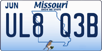 MO license plate UL8Q3B