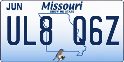 MO license plate UL8Q6Z