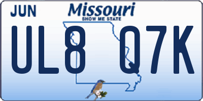 MO license plate UL8Q7K