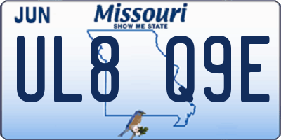 MO license plate UL8Q9E