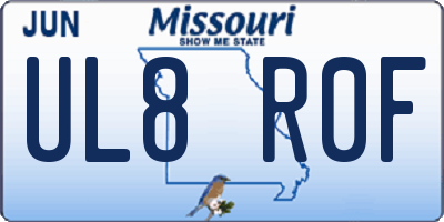 MO license plate UL8R0F