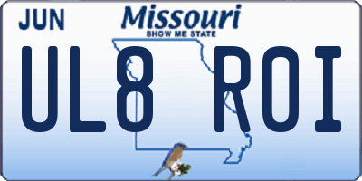 MO license plate UL8R0I
