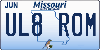 MO license plate UL8R0M
