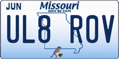 MO license plate UL8R0V