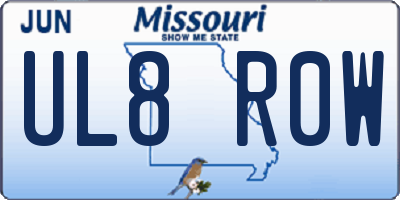 MO license plate UL8R0W