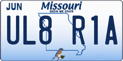 MO license plate UL8R1A