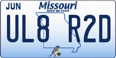 MO license plate UL8R2D