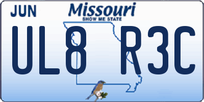 MO license plate UL8R3C