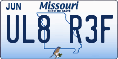 MO license plate UL8R3F