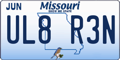 MO license plate UL8R3N
