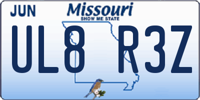 MO license plate UL8R3Z