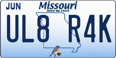 MO license plate UL8R4K