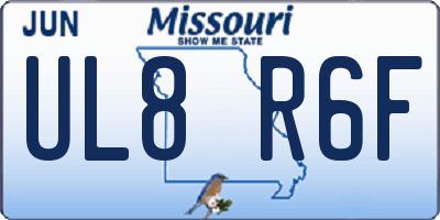 MO license plate UL8R6F