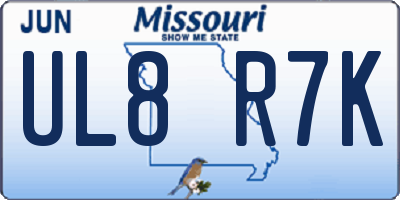 MO license plate UL8R7K