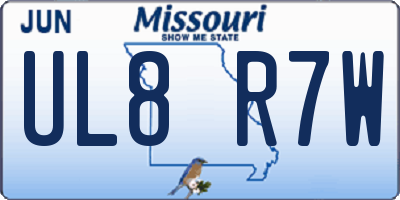 MO license plate UL8R7W