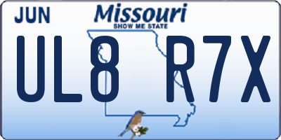 MO license plate UL8R7X