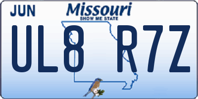 MO license plate UL8R7Z