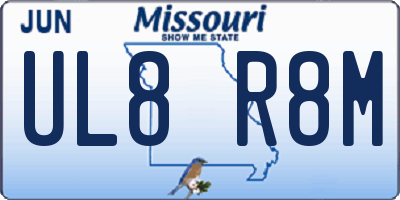 MO license plate UL8R8M