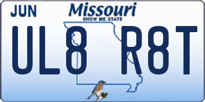 MO license plate UL8R8T