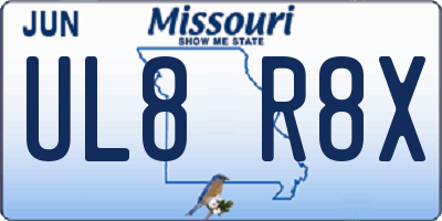 MO license plate UL8R8X