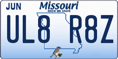MO license plate UL8R8Z