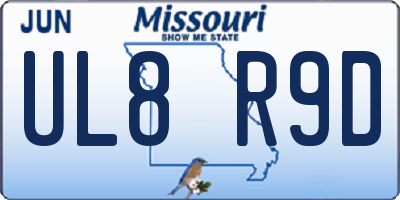 MO license plate UL8R9D