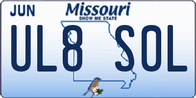 MO license plate UL8S0L