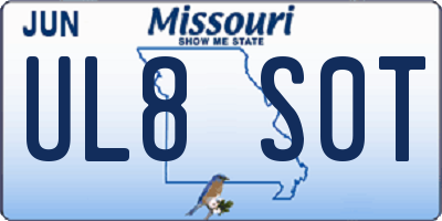 MO license plate UL8S0T