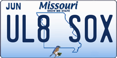 MO license plate UL8S0X