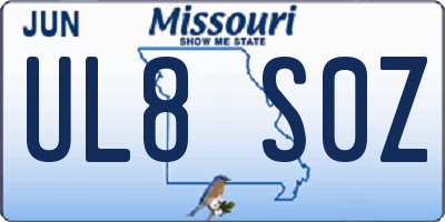 MO license plate UL8S0Z