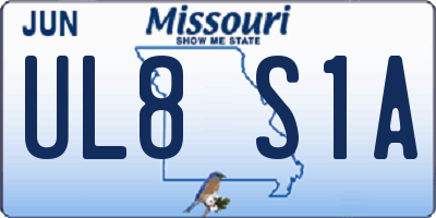MO license plate UL8S1A