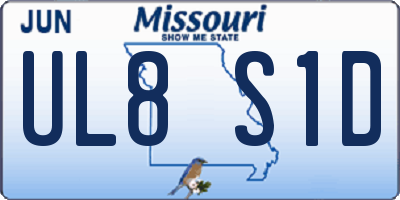 MO license plate UL8S1D