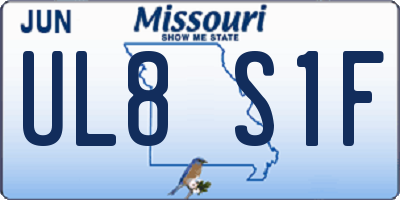 MO license plate UL8S1F