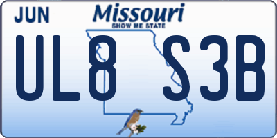 MO license plate UL8S3B